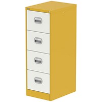 Qube 4 Drawer Filing Cabinet Lemon Yellow And Satin White