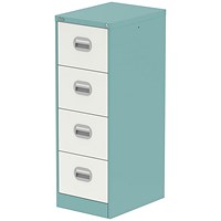 Qube 4 Drawer Filing Cabinet Pastel Turquoise And Satin White