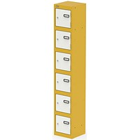 Qube Locker 6 Door 1800mm High Lemon Yellow And Satin White