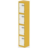 Qube Locker 4 Door 1800mm High Lemon Yellow And Satin White