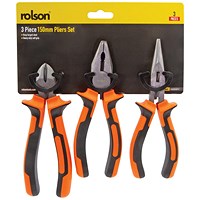 Rolson 3 Piece Pliers Set 150mm Pack of 6 20604