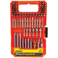 Rolson 100 Piece All Purpose Bit Set Pack of 6 30249