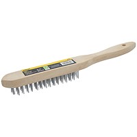 Rolson 4 Row Wire Brush with Wood Handle Pack of 12 42849