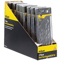 Rolson 5 Piece Brad Point Wood Drill Bit Set Pack of 8 48530