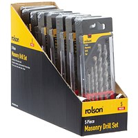 Rolson 5 Piece Masonry Drill Bit Set Pack of 8 48660