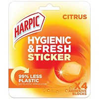 Harpic Hygienic Fresh Sticker Adhesive Toilet Block, Citrus, 6 Packs of 4 Tabs