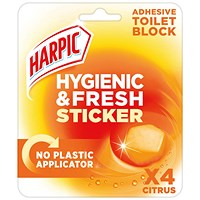 Harpic Hygienic Fresh Sticker Adhesive Toilet Block, Citrus, 6 Packs of 4 Tabs