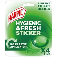 Harpic Hygienic Fresh Sticker Adhesive Toilet Block, Pine, 6 Packs of 4 Tabs
