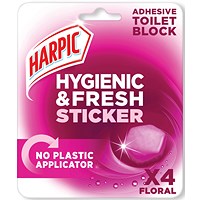 Harpic Hygienic Fresh Sticker Adhesive Toilet Block, Pine, 6 Packs of 4 Tabs
