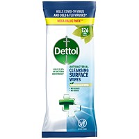 Dettol Antibacterial Cleansing Surface Wipes, 126 Wipes Per Pack
