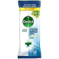 Dettol Antibacterial Cleansing Surface Wipes, 126 Wipes Per Pack Dettol Antibacterial Cleansing Surface Wipes, 126 Wipes Per Pack