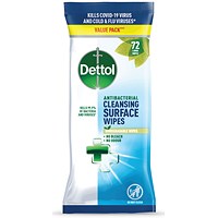 Dettol Antibacterial Cleansing Wipes, 72 Wipes Per Pack, Pack of 5