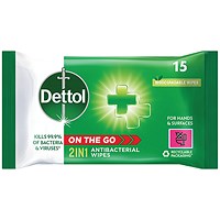 Dettol Antibacterial Hand/Surface Wipe 15 Wipes Fresh Pack of 9