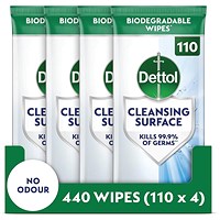 Dettol Cleansing Surface Wipes 110 Wipes Pack of 4