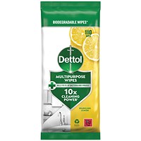 Dettol Multipurpose Wipe Sparkling Lemon 110 Wipes Pack of 4