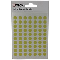 Blick Coloured Labels in Bags Round 8mm Dia 490 Per Bag Yellow (Pack of 9800) RS003458