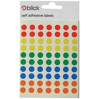 Blick Coloured Labels in Bags Round 8mm Dia 350 Per Bag Assorted (Pack of 7000) RS003656