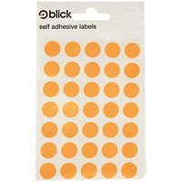 Blick Flourescent Labels in Bags Round 13mm Dia 140 Per Bag Orange (Pack of 2800) RS004356