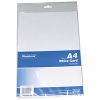 Stephens A4 Coloured Card, White, 210gsm, Pack of 80 Sheets