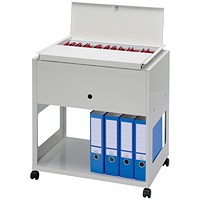 Rotadex Standard Universal Filing Trolley with Locking Lid, Grey