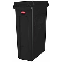 Rubbermaid Slim Jim Vented Container, 87 Litre, Black