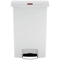 Rubbermaid Slim Jim Pedal Bin Step On Resin 90 Litres White