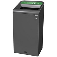 Rubbermaid Configure Container with Glass Recycling Label, 87 Litres, Grey/Green