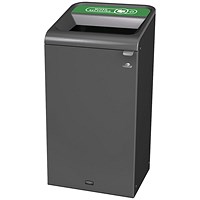 Rubbermaid Configure Container with Mixed Recycling Label, 87 Litres, Grey/Green