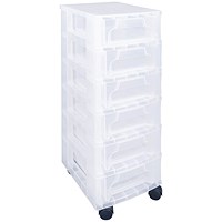 Really Useful Slimline 6 Drawer Storage Tower 3.5L Clear
