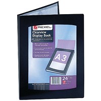 Rexel A3 Clearview Display Book, 24 Pockets, Black