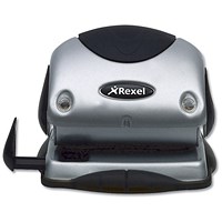 Rexel P215 2-Hole Punch with Nameplate, Silver and Black, Punch capacity: 15 Sheets