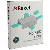 Rexel No.23 23/8 Staples, Steel, Pack of 1000