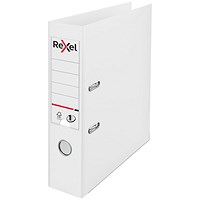 Rexel A4 Lever Arch File, 75mm Spine, Plastic, White Rexel A4 Lever Arch File, 75mm Spine, Plastic, White