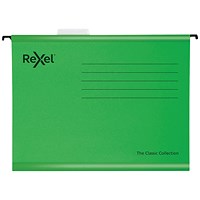 Rexel Classic Suspension Files Foolscap Green (Pack of 25)