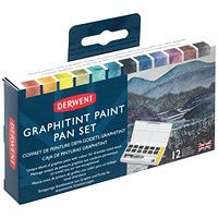Derwent Graphitint Paint 12 Pan Palette Set Assorted