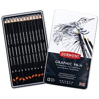Derwent Graphic Soft Graphite Drawing Pencil Black (Pack of 12)