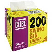 Le Cube Medium Duty Swing Bin Liners, 46 Litre, Black, Pack of 200