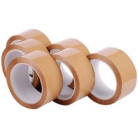 Polypropylene Packaging Tape 48mmx66m Brown (Pack of 6) 7671