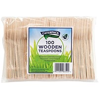 Caterpack Enviro Wooden Teaspoons, Pack of 100
