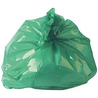 2Work Medium Duty Refuse Sack, 100 Litre, Green, Pack of 200