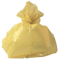 2Work Medium Duty Refuse Sack, 100 Litre, Yellow, Pack of 200