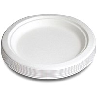 Caterpack Super Rigid Biodegradable Plate, 177mm, White, Pack of 50