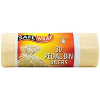 Safewrap Heavy Duty Pedal Bin Liners, 12 Litre, White, Pack of 120