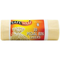 Robinson Young Safewrap Pedal Bin Liners, Heavy Duty, 12 Litre, 457x1066mm, White, 4 Rolls x 30 Sacks