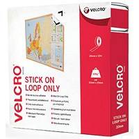 Velcro Stick On Tape Loop Only, 20mmx10m, White