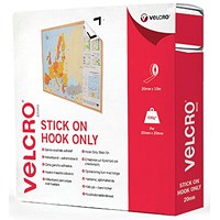 Velcro Stick On Tape Hook Only, 20mmx10m, White