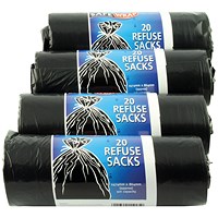 Safewrap Refuse Sack 92 Litre Black (Pack of 80)