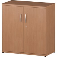 Impulse Low Cupboard, 1 Shelf, 800mm High, Beech