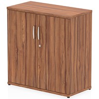 Impulse Low Cupboard, 1 Shelf, 800mm High, Walnut