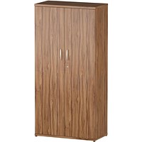 Impulse Tall Cupboard, 3 Shelves, 1600mm High, Walnut